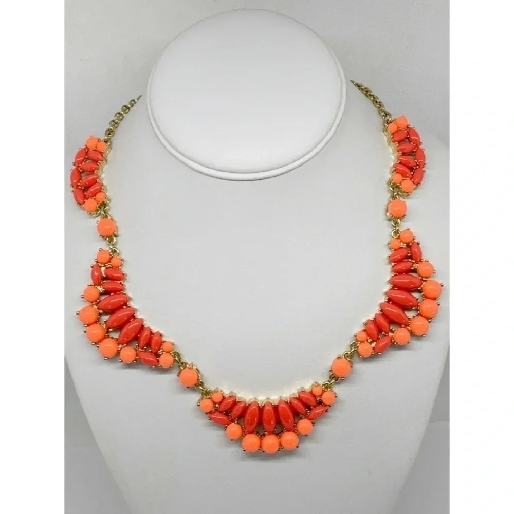 J. Crew Bright Orange Coral Necklace